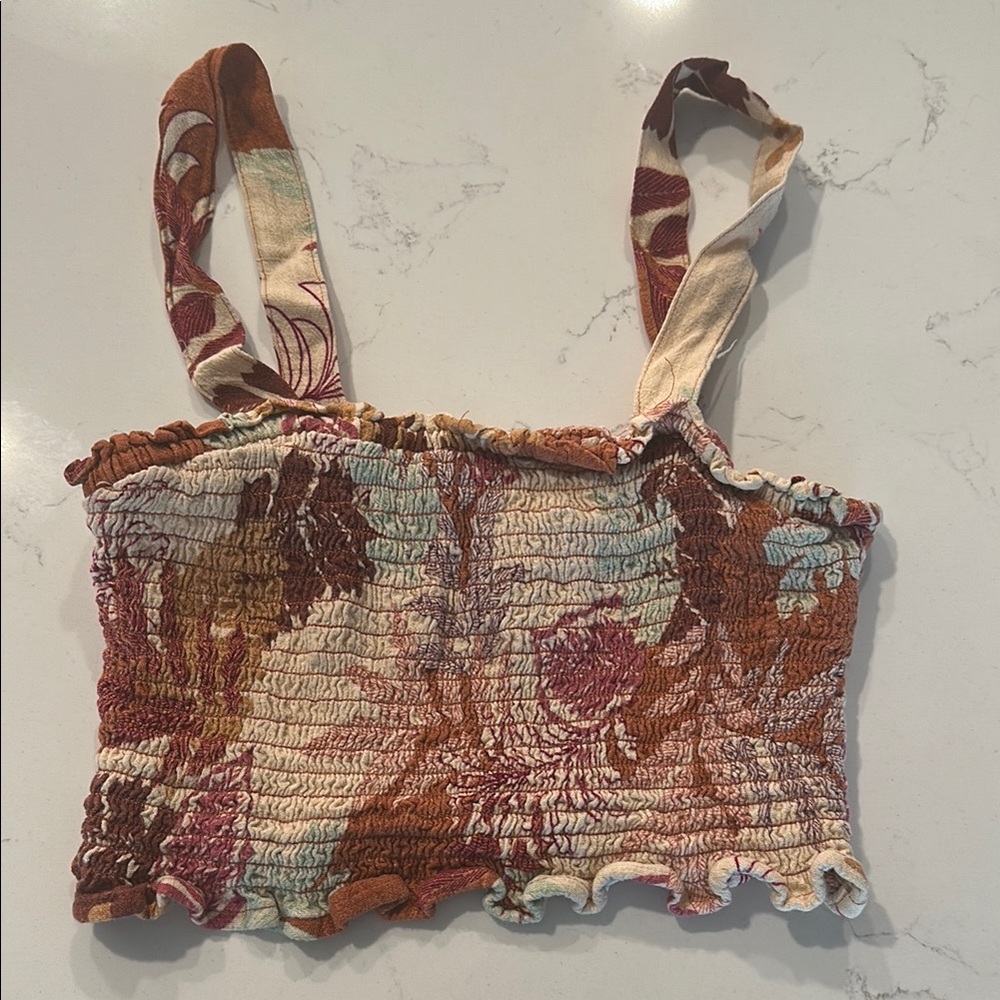 Aeropostale Bohemian Multicolor Smocked Crop Top